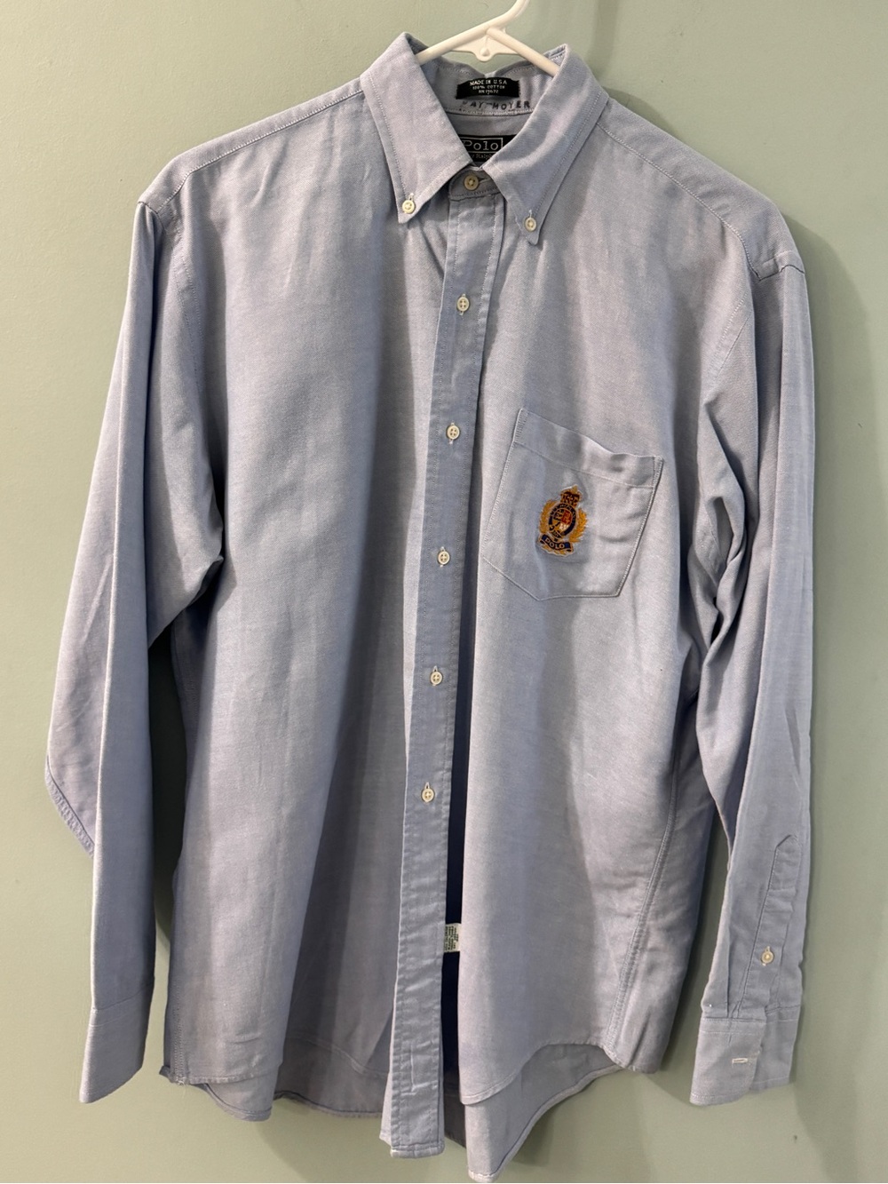 Vintage Polo by Ralph Lauren Light Blue Oxford Crest Button-Down Shirt size 20